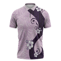 Polynesia Hibiscus Zipper Polo Shirt Thistle Curve Motif - Polynesian Pride