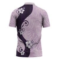 Polynesia Hibiscus Zipper Polo Shirt Thistle Curve Motif - Polynesian Pride