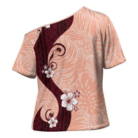 Polynesia Hibiscus Cross Shoulder Shirt Rose Bud Curve Motif - Polynesian Pride