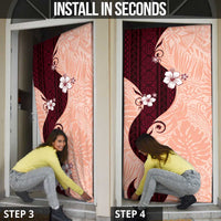 Polynesia Hibiscus Door Cover Rose Bud Curve Motif - Polynesian Pride