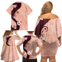 Polynesia Hibiscus Family Matching Off Shoulder Short Dress and Hawaiian Shirt Rose Bud Curve Motif - Polynesian Pride