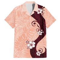 Polynesia Hibiscus Family Matching Puletasi and Hawaiian Shirt Rose Bud Curve Motif LT05 Dad's Shirt - Short Sleeve Red - Polynesian Pride