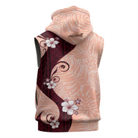 Polynesia Hibiscus Sleeveless Zip Hoodie Rose Bud Curve Motif - Polynesian Pride