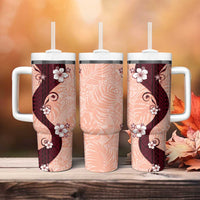 Polynesia Hibiscus Tumbler With Handle Rose Bud Curve Motif LT05 - Polynesian Pride