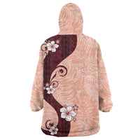 Polynesia Hibiscus Wearable Blanket Hoodie Rose Bud Curve Motif - Polynesian Pride