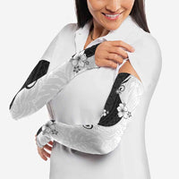 Polynesia Hibiscus Arm Sleeves White Curve Motif - Polynesian Pride
