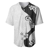 Polynesia Hibiscus Baseball Jersey White Curve Motif LT05 White - Polynesian Pride