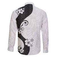 Polynesia Hibiscus Family Matching Short Sleeve Bodycon Dress and Hawaiian Shirt White Curve Motif LT05 - Polynesian Pride