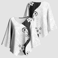 Polynesia Hibiscus Kimono Sleeve Blouse White Curve Motif - Polynesian Pride