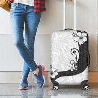 Polynesia Hibiscus Luggage Cover White Curve Motif - Polynesian Pride