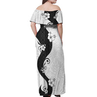 Polynesia Hibiscus Off Shoulder Maxi Dress White Curve Motif LT05 - Polynesian Pride