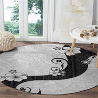 Polynesia Hibiscus Round Carpet White Curve Motif LT05 - Polynesian Pride