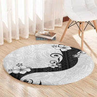 Polynesia Hibiscus Round Carpet White Curve Motif LT05 - Polynesian Pride