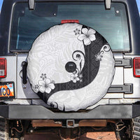 Polynesia Hibiscus Spare Tire Cover White Curve Motif - Polynesian Pride
