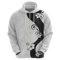 Polynesia Hibiscus Zip Hoodie White Curve Motif LT05 - Polynesian Pride