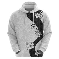 Polynesia Hibiscus Zip Hoodie White Curve Motif LT05 - Polynesian Pride