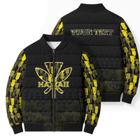 Personalised Aloha Hawaii Kahili Bomber Puffer Jacket Kanaka Maoli With Kakau Pattern
