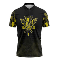 Personalised Aloha Hawaii Kahili Zipper Polo Shirt Kanaka Maoli With Kakau Pattern