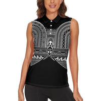 Philippines Igorot Tribal Inspired Women Sleeveless Polo Shirt Black Version