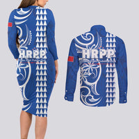 Samoa HRPP Party Couples Matching Long Sleeve Bodycon Dress and Long Sleeve Button Shirt Polynesian Pattern - Polynesian Pride