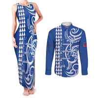 Samoa HRPP Party Couples Matching Tank Maxi Dress and Long Sleeve Button Shirt Polynesian Pattern - Polynesian Pride