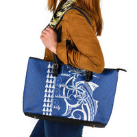 Samoa HRPP Party Leather Tote Bag Polynesian Pattern LT05 Blue - Polynesian Pride