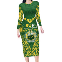 Samoa SUP Family Matching Long Sleeve Bodycon Dress and Hawaiian Shirt Samoan Coat Of Arms - Polynesian Pride