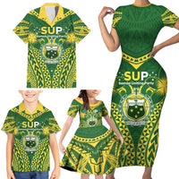Samoa SUP Family Matching Short Sleeve Bodycon Dress and Hawaiian Shirt Samoan Coat Of Arms - Polynesian Pride