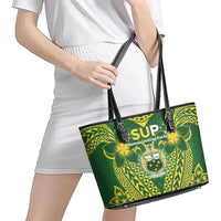 Samoa SUP Leather Tote Bag Samoan Coat Of Arms LT05 - Polynesian Pride