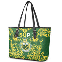 Samoa SUP Leather Tote Bag Samoan Coat Of Arms LT05 - Polynesian Pride