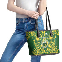 Samoa SUP Leather Tote Bag Samoan Coat Of Arms LT05 - Polynesian Pride