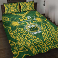 Samoa SUP Quilt Bed Set Samoan Coat Of Arms LT05 Green - Polynesian Pride