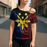 Philippines Sun Star Cross Shoulder Shirt Igorot Tribal Inspiration - Polynesian Pride
