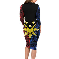 Philippines Sun Star Family Matching Long Sleeve Bodycon Dress and Hawaiian Shirt Igorot Tribal Inspiration - Polynesian Pride