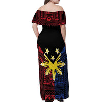 Philippines Sun Star Off Shoulder Maxi Dress Igorot Tribal Inspiration - Polynesian Pride