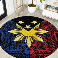 Philippines Sun Star Round Carpet Igorot Tribal Inspiration LT05 Black - Polynesian Pride