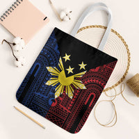 Philippines Sun Star Tote Bag Igorot Tribal Inspiration LT05 White Strap One Size Black - Polynesian Pride