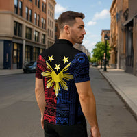 Philippines Sun Star Zipper Polo Shirt Igorot Tribal Inspiration - Polynesian Pride