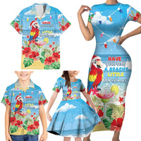 Hawaii Christmas Family Matching Short Sleeve Bodycon Dress and Hawaiian Shirt Funny Macaw Parrot Tropical Vibe LT05 - Polynesian Pride