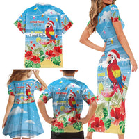 Hawaii Christmas Family Matching Short Sleeve Bodycon Dress and Hawaiian Shirt Funny Macaw Parrot Tropical Vibe LT05 - Polynesian Pride