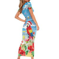 Hawaii Christmas Family Matching Short Sleeve Bodycon Dress and Hawaiian Shirt Funny Macaw Parrot Tropical Vibe LT05 - Polynesian Pride