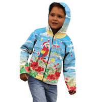 Hawaii Christmas Kid Hoodie Funny Macaw Parrot Tropical Vibe