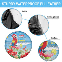 Hawaii Christmas Spare Tire Cover Funny Macaw Parrot Tropical Vibe