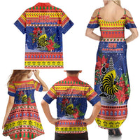 New Caledonia Christmas Family Matching Summer Maxi Dress and Hawaiian Shirt Kanaky Poinsettia Joyeux Noel LT05 - Polynesian Pride