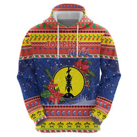 New Caledonia Christmas Hoodie Kanaky Poinsettia Joyeux Noel