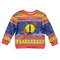 New Caledonia Christmas Kid Ugly Christmas Sweater Kanaky Poinsettia Joyeux Noel LT05 Kid Red - Polynesian Pride
