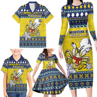 Niue The Rock Christmas Family Matching Long Sleeve Bodycon Dress and Hawaiian Shirt Niuean Crab Monuina E Kilisimasi LT05 - Polynesian Pride