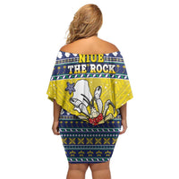 Niue The Rock Christmas Family Matching Off Shoulder Short Dress and Hawaiian Shirt Niuean Crab Monuina E Kilisimasi LT05 - Polynesian Pride