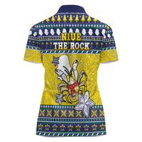 Niue The Rock Christmas Women Polo Shirt Niuean Crab Monuina E Kilisimasi