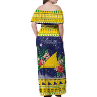 Tokelau Christmas Family Matching Off Shoulder Maxi Dress and Hawaiian Shirt Tokelauan Badge Manuia Te Kilihimahi LT05 - Polynesian Pride